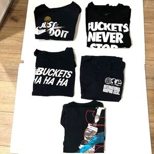 Bundle of 5 Nike, NB, UA Black Short Sleeve Basketball T-shirts - Size M…